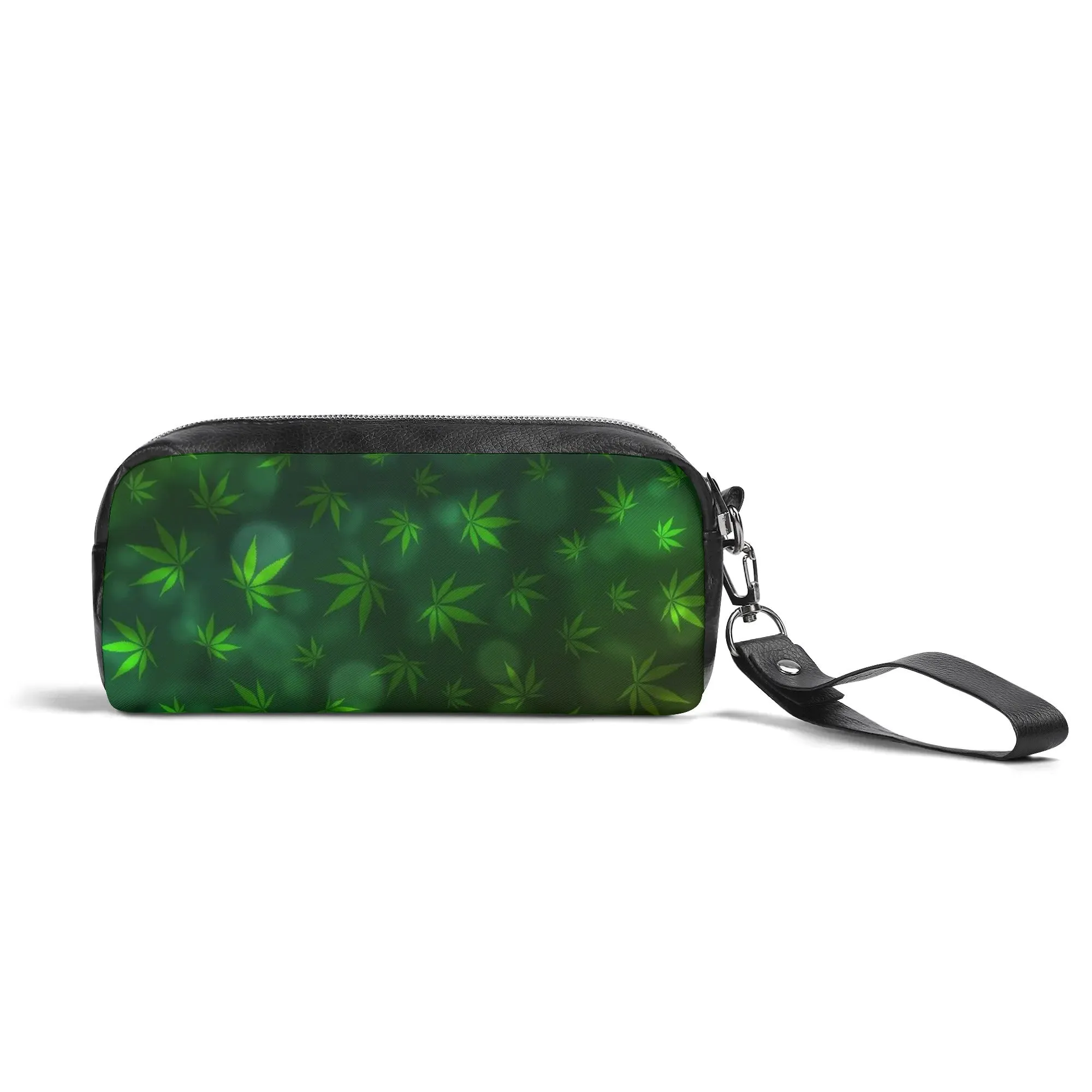Potleaf Pattern PU Leather Zipper Clutch Bag