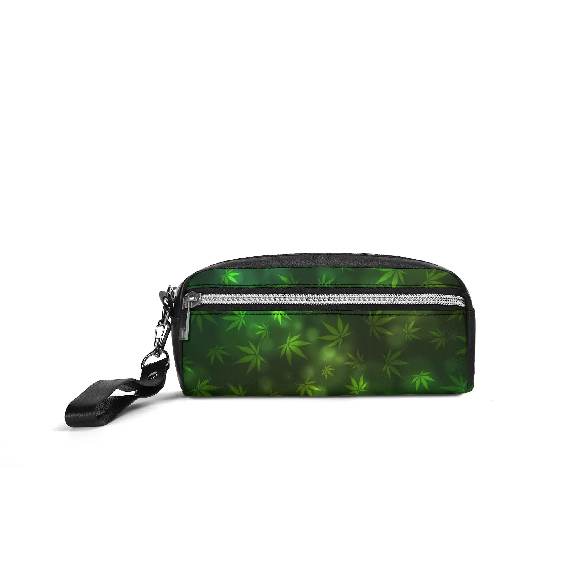 Potleaf Pattern PU Leather Zipper Clutch Bag