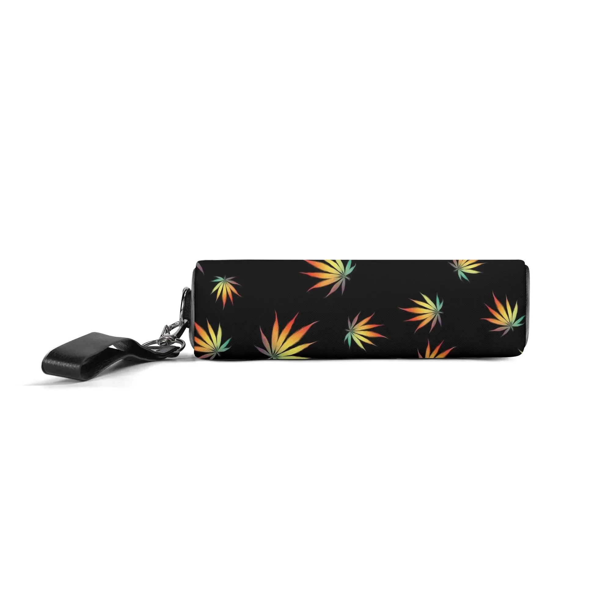 Potleaf Pattern PU Leather Zipper Clutch Bag