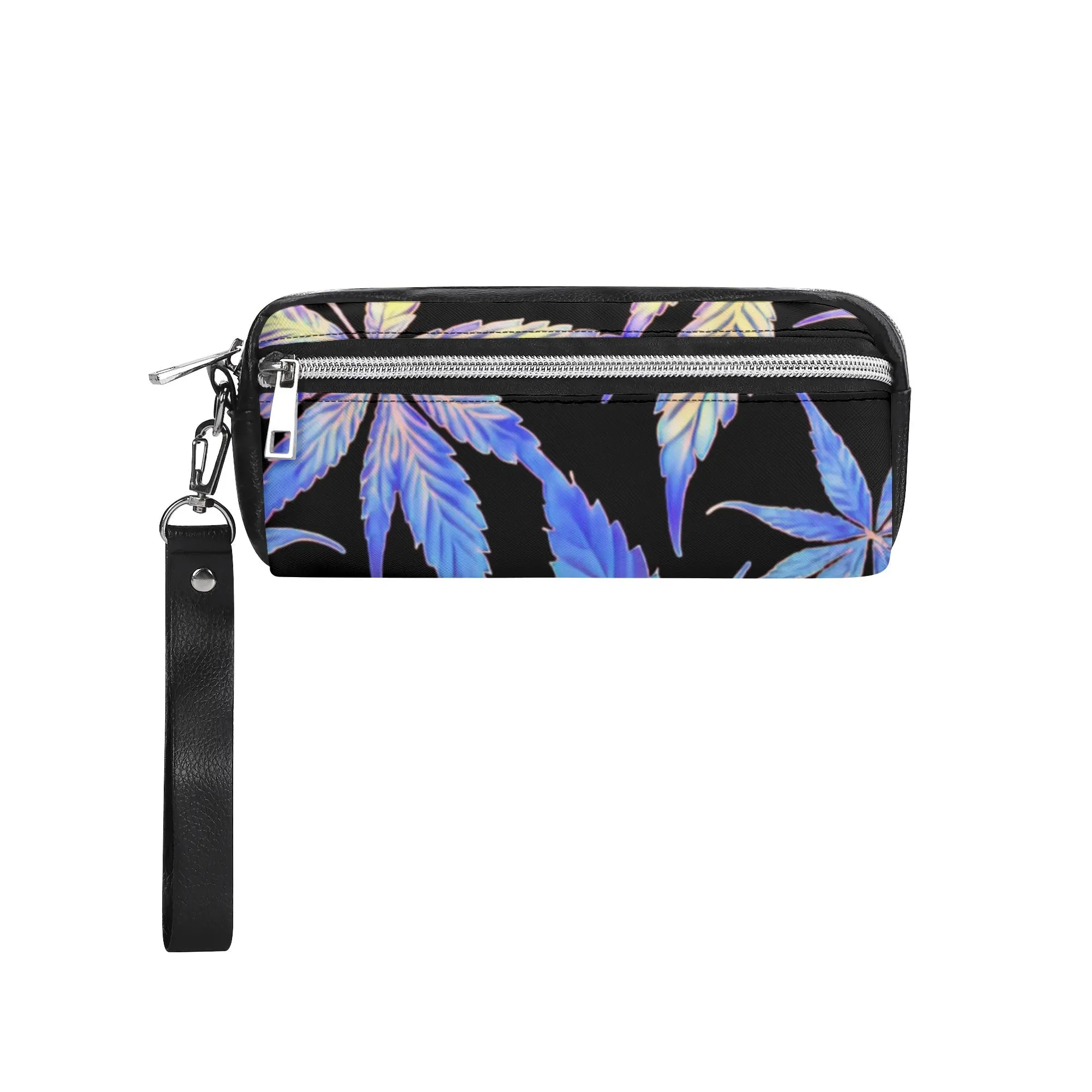 Potleaf Pattern PU Leather Zipper Clutch Bag
