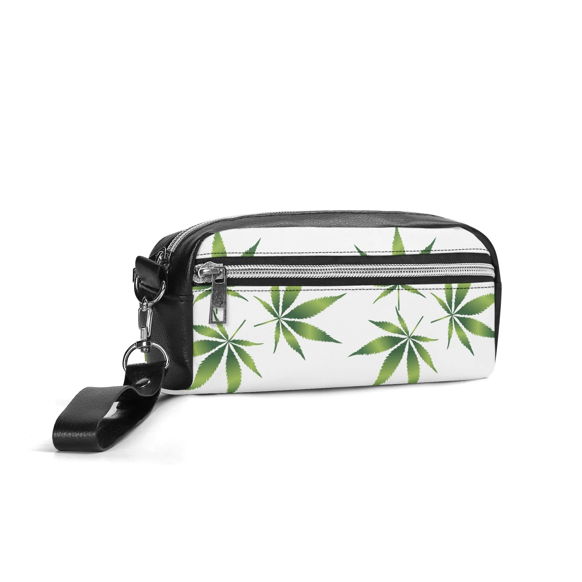 Potleaf Pattern PU Leather Zipper Clutch Bag