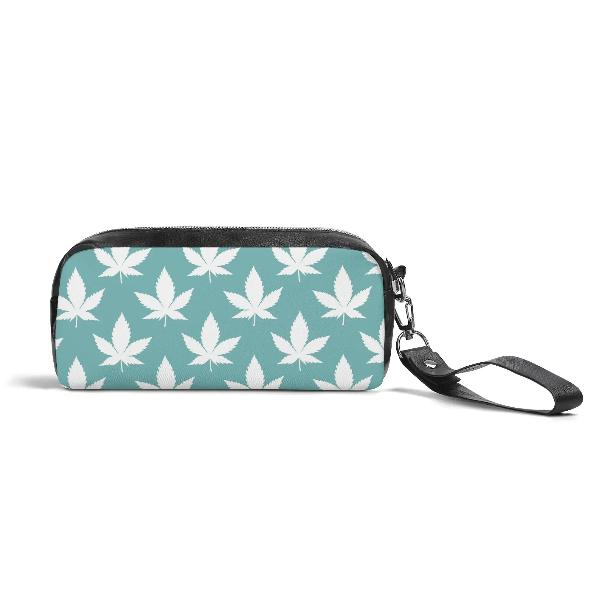 Potleaf Pattern PU Leather Zipper Clutch Bag
