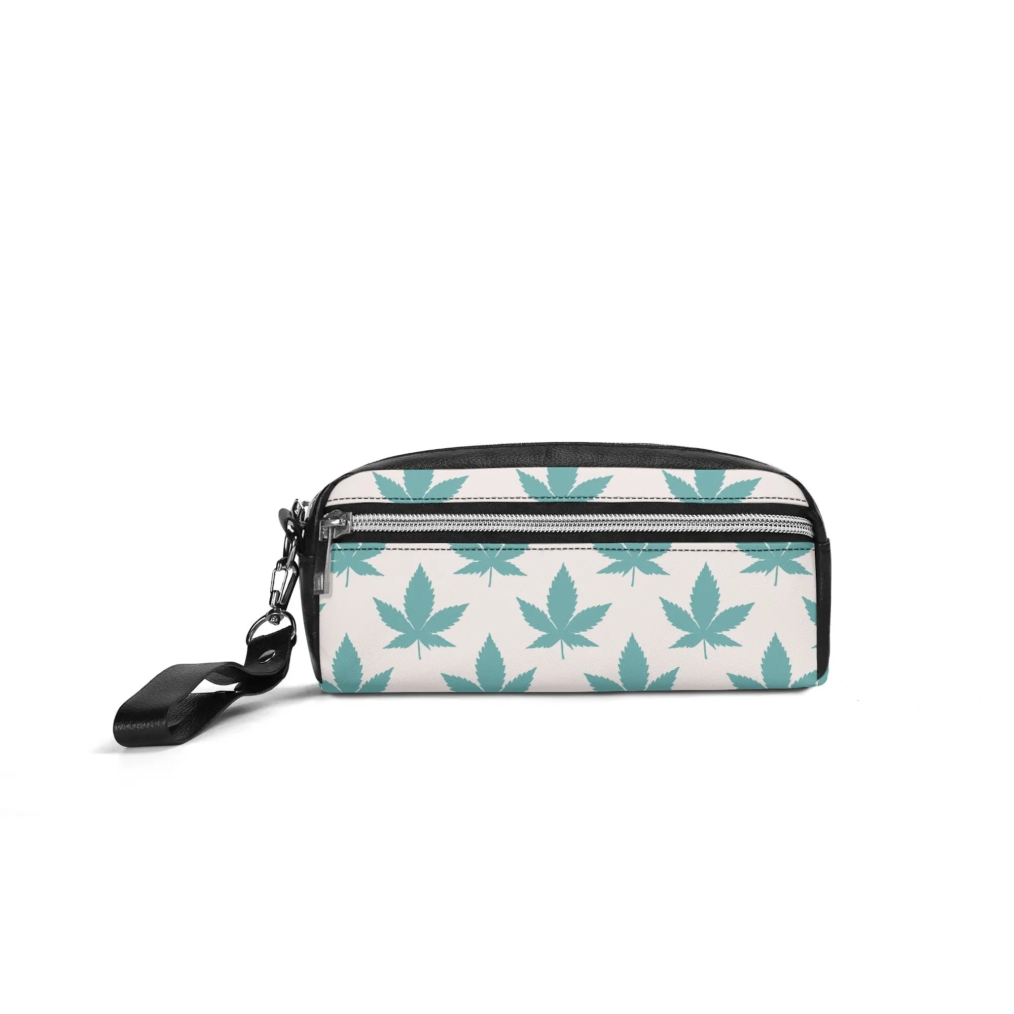 Potleaf Pattern PU Leather Zipper Clutch Bag