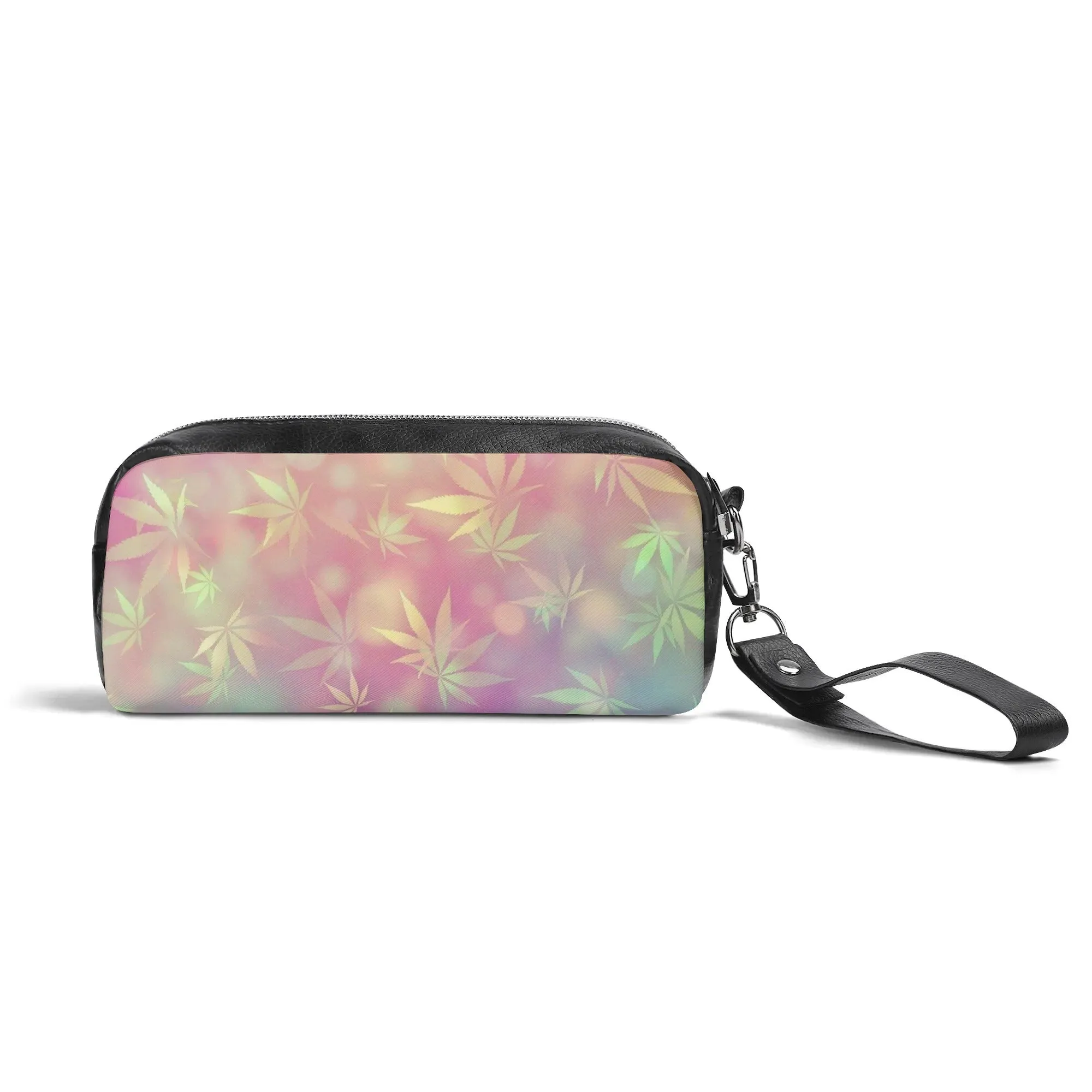 Potleaf Pattern PU Leather Zipper Clutch Bag