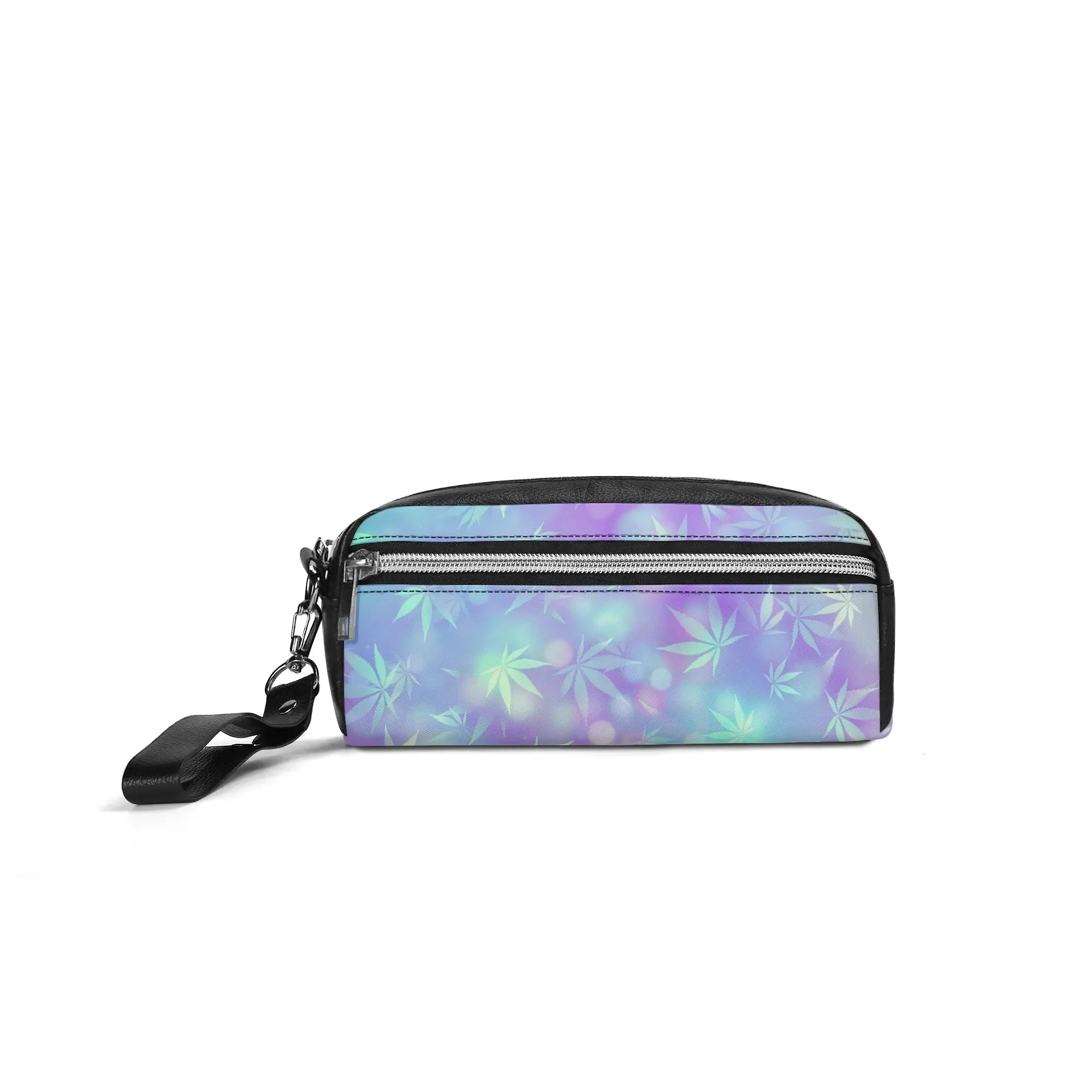 Potleaf Pattern PU Leather Zipper Clutch Bag