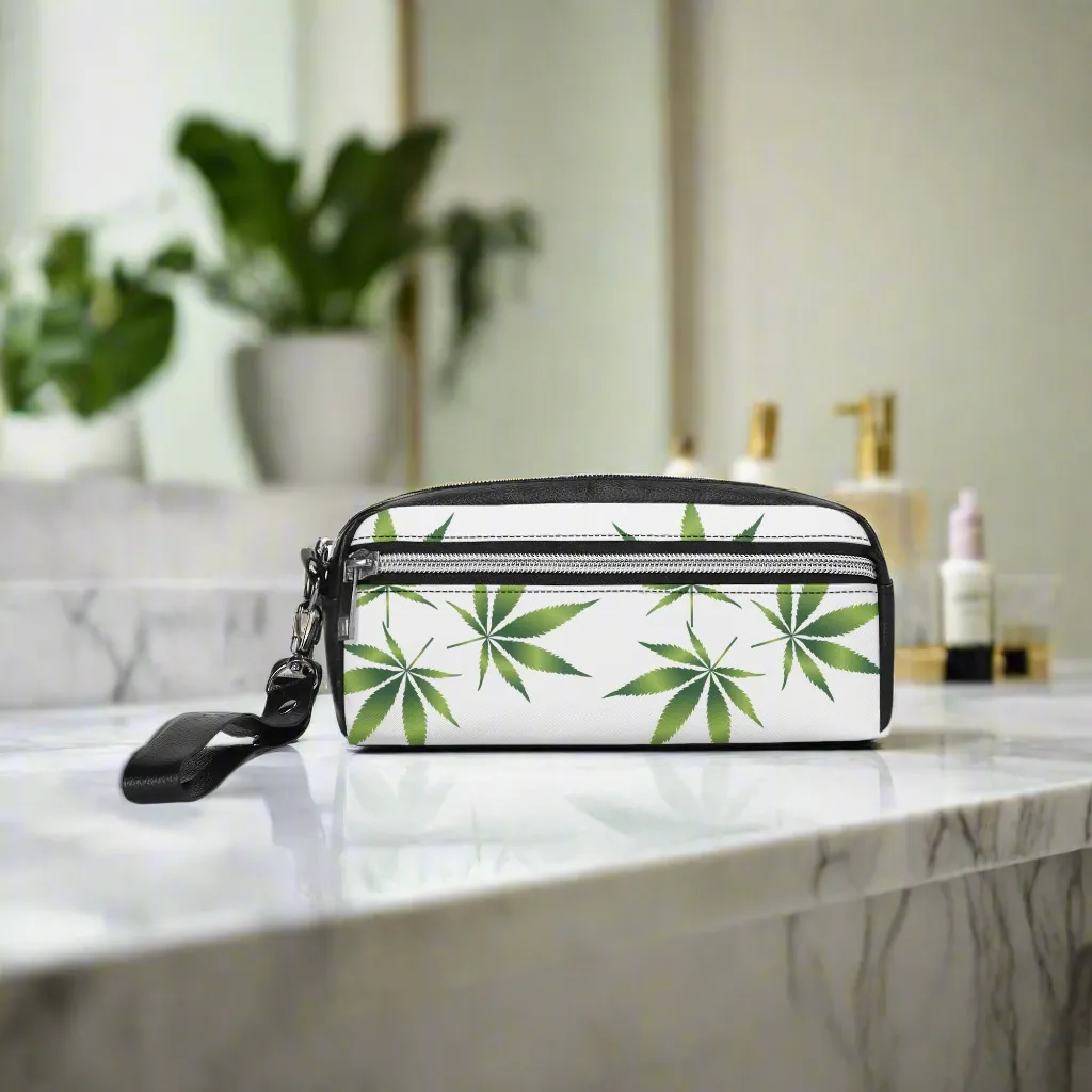 Potleaf Pattern PU Leather Zipper Clutch Bag