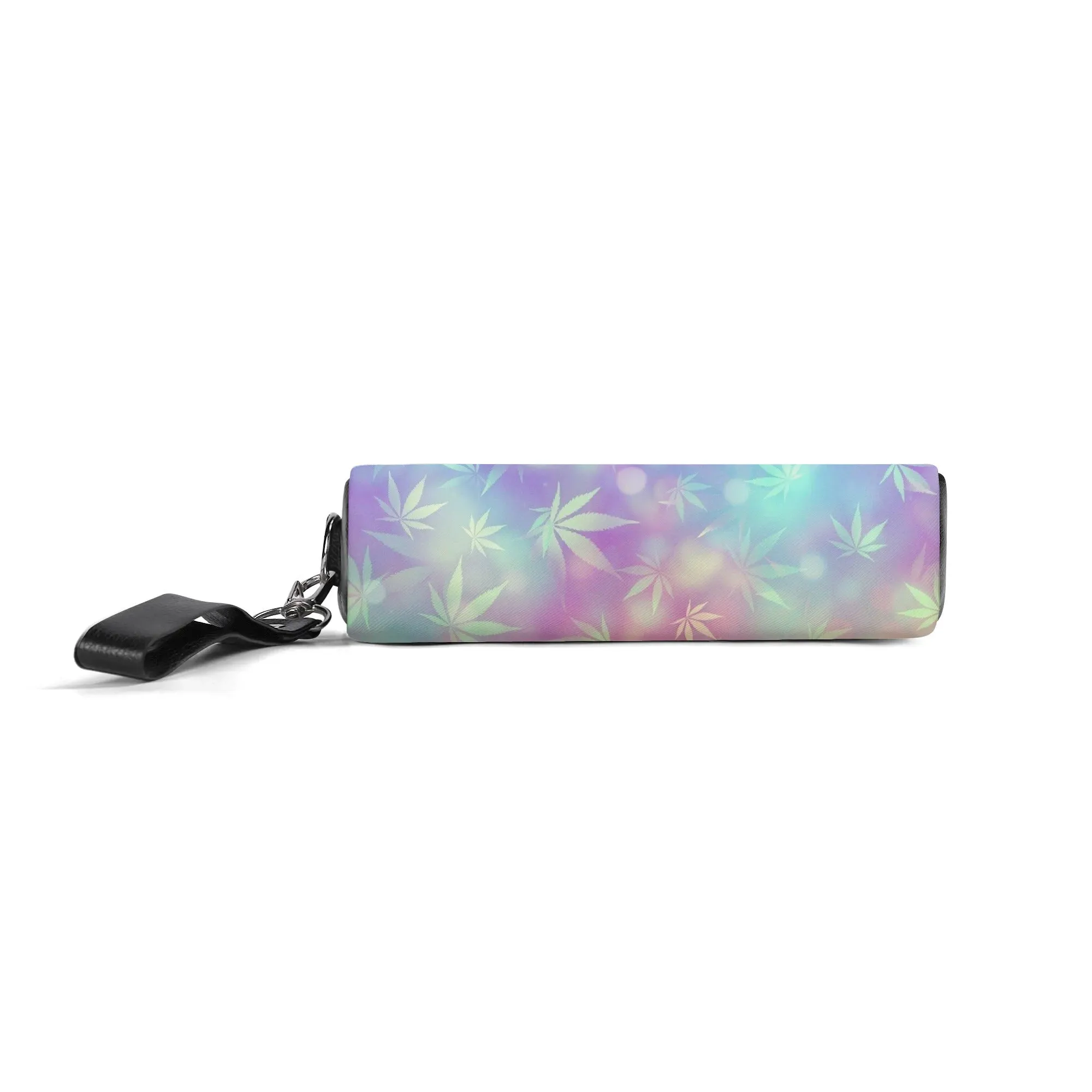 Potleaf Pattern PU Leather Zipper Clutch Bag