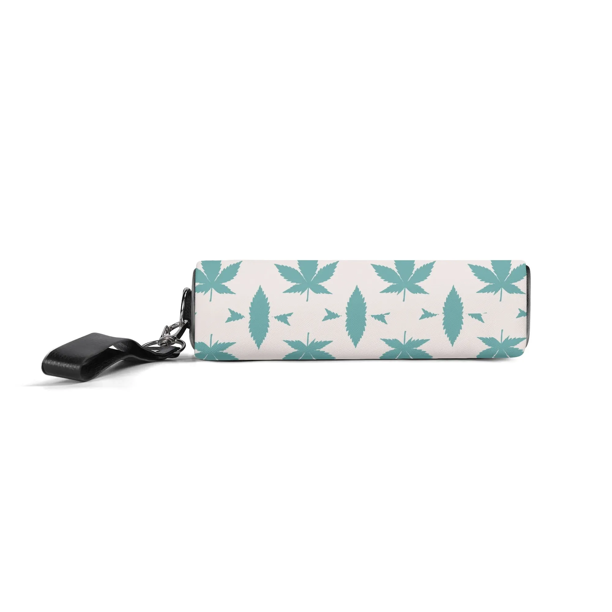 Potleaf Pattern PU Leather Zipper Clutch Bag