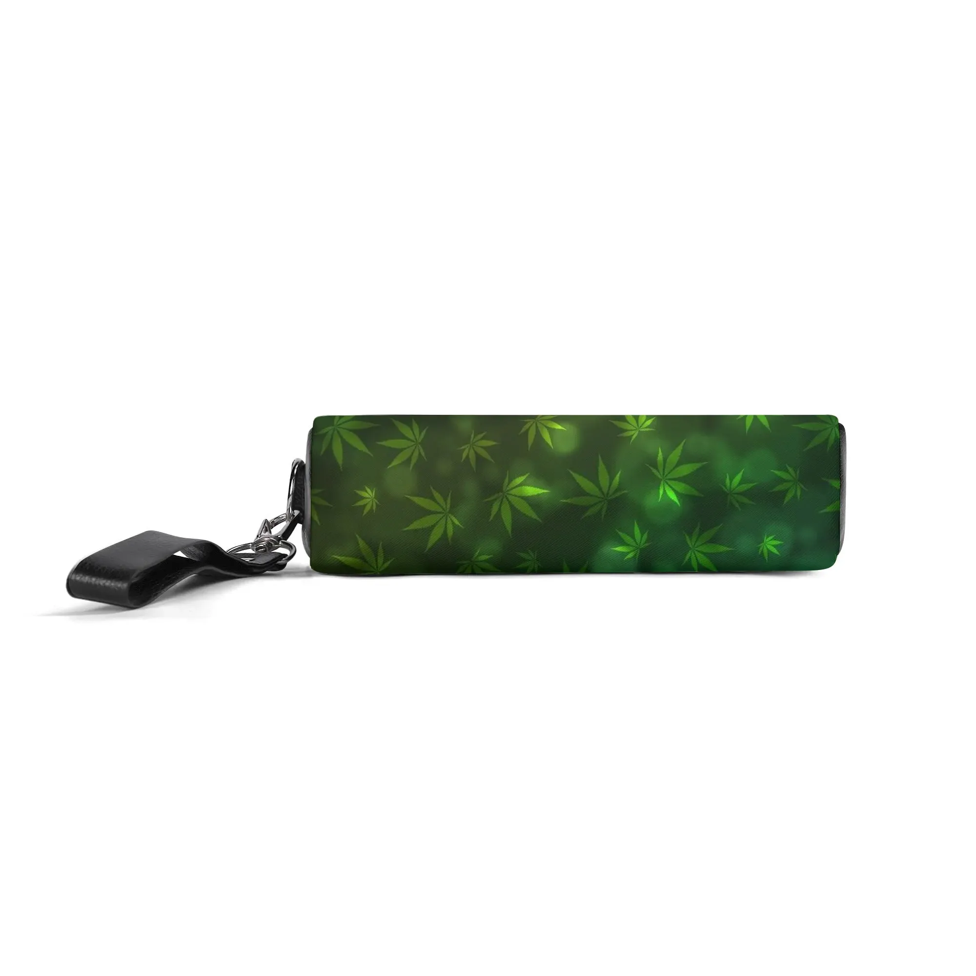 Potleaf Pattern PU Leather Zipper Clutch Bag