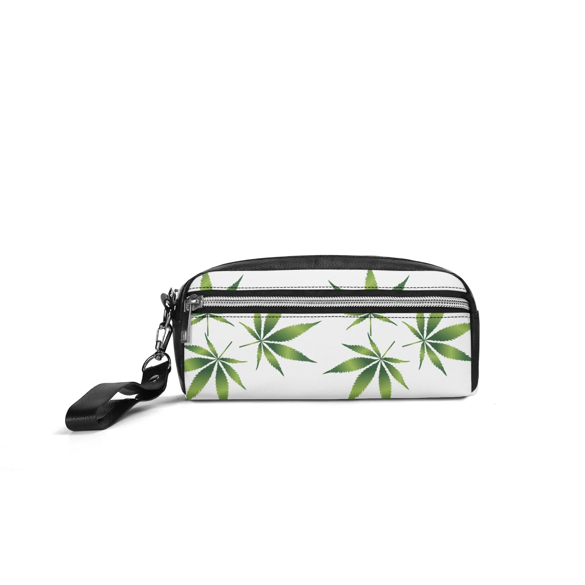 Potleaf Pattern PU Leather Zipper Clutch Bag