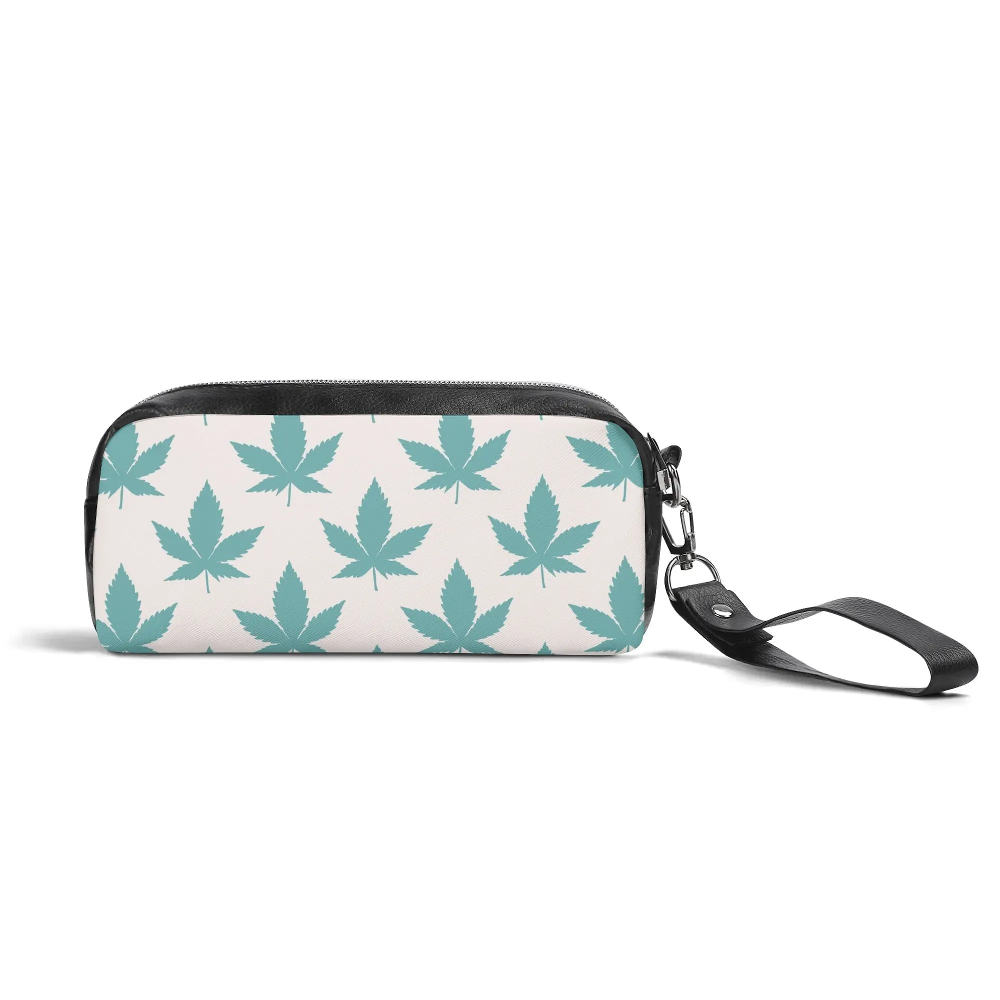 Potleaf Pattern PU Leather Zipper Clutch Bag