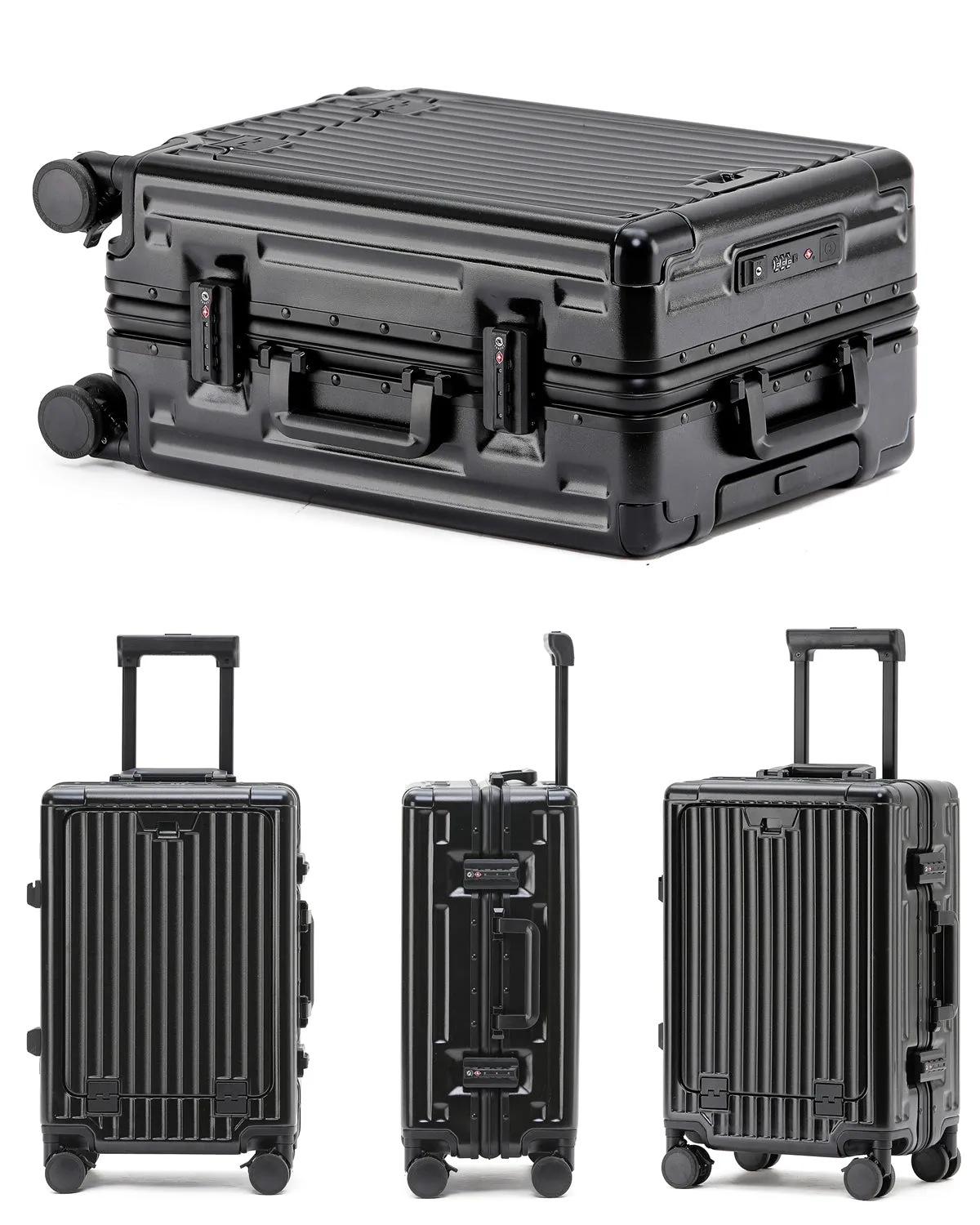 PRIME CHECKED SUITCASE BLACK | PORTABLE USB-C CHARGER