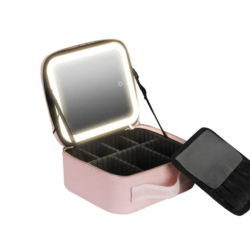 PU Leather LED Ligjted Cosmetic Case with Mirror
