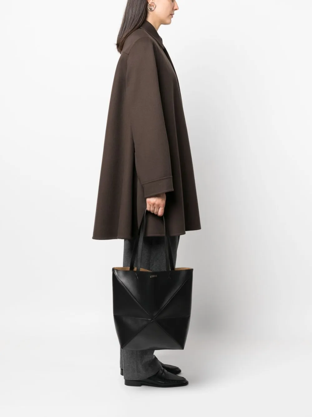 Puzzle fold medium leather tote