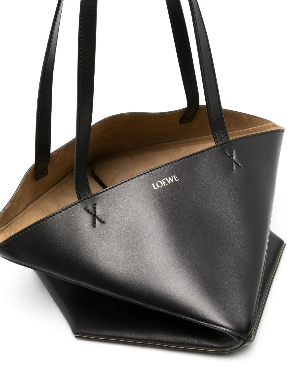 Puzzle fold medium leather tote