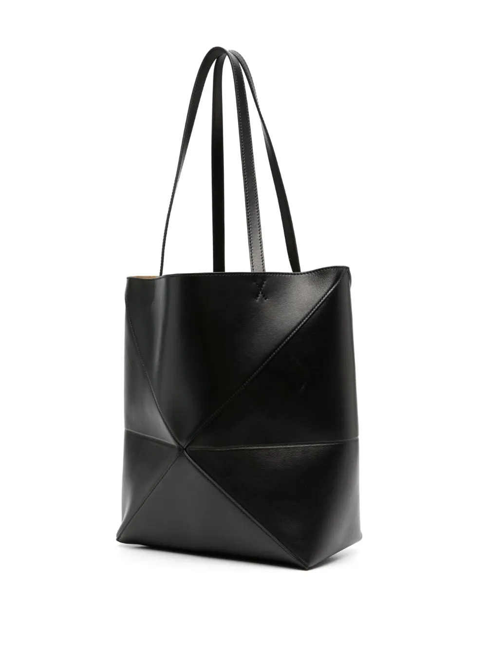 Puzzle fold medium leather tote