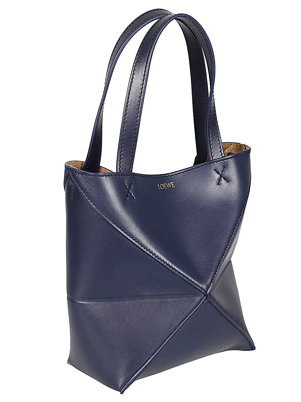 Puzzle fold mini leather tote