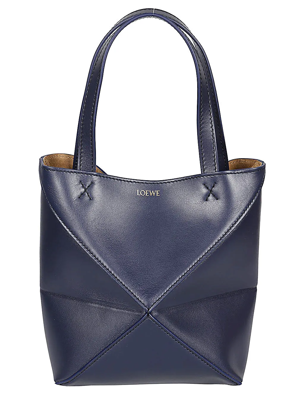 Puzzle fold mini leather tote