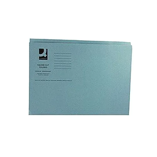 Q-Connect Square Cut Folder Mediumweight 250gsm Foolscap Blue (Pack of 100)