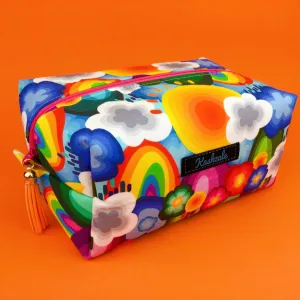 Rainbow Land Large Box Cosmetic Bag. Kasey Rainbow Design.