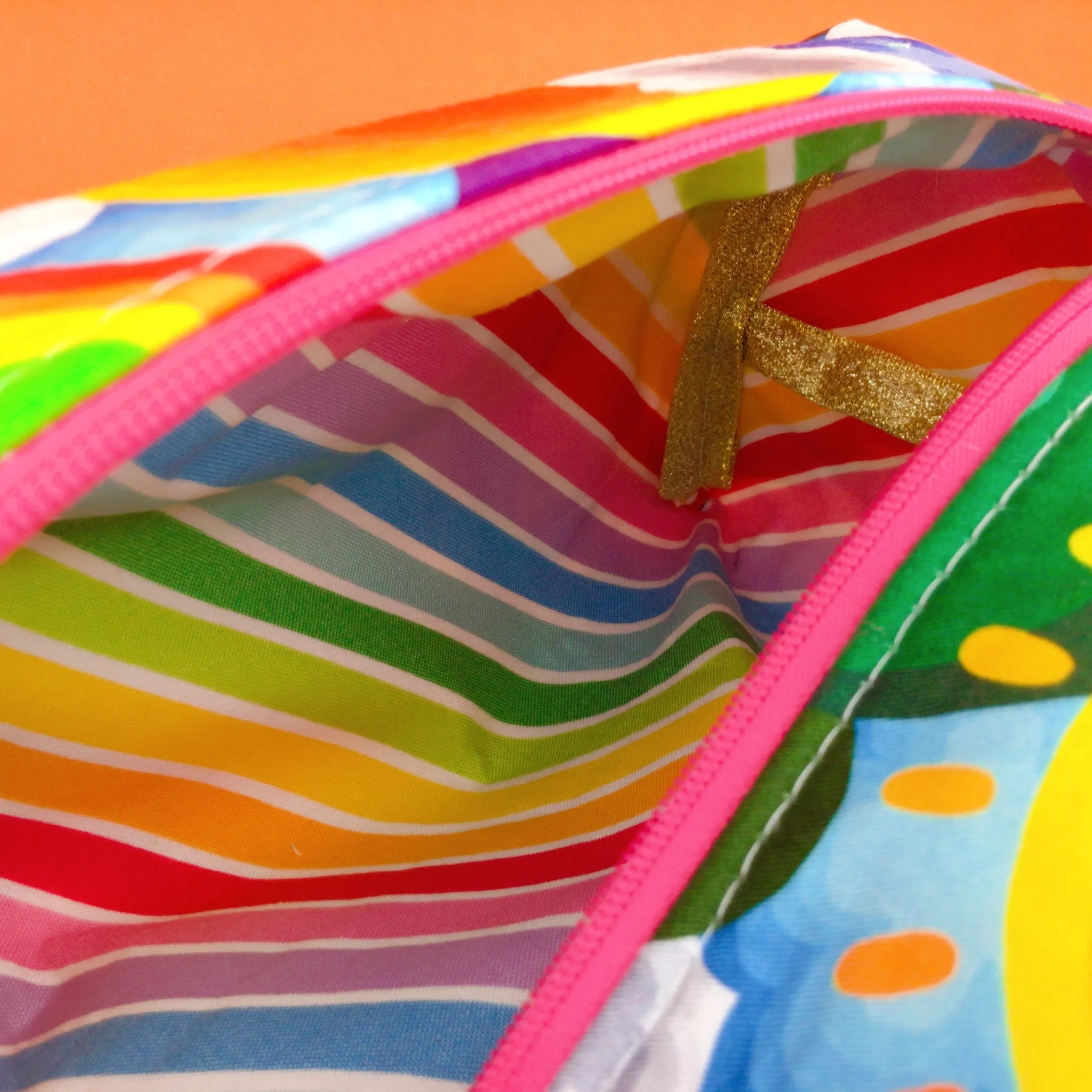 Rainbow Land Large Box Cosmetic Bag. Kasey Rainbow Design.