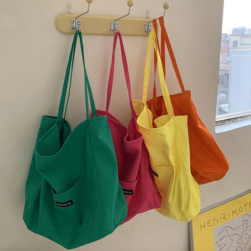 Realaiot Korean style Canvas Tote Bags For Women Large Capacity Handbag Casual Shoulder Bag Shopping Bag Gilr Purse bolsa feminina