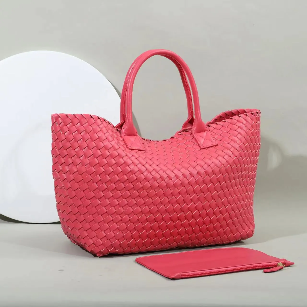 realaiot  Simple Woven Design Tote Bag, Large Capacity Shoulder Bag, Versatile Handbag For Travel, Commuter, Shopping