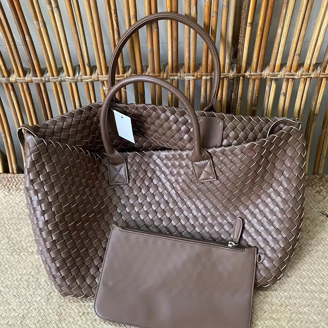 realaiot  Simple Woven Design Tote Bag, Large Capacity Shoulder Bag, Versatile Handbag For Travel, Commuter, Shopping