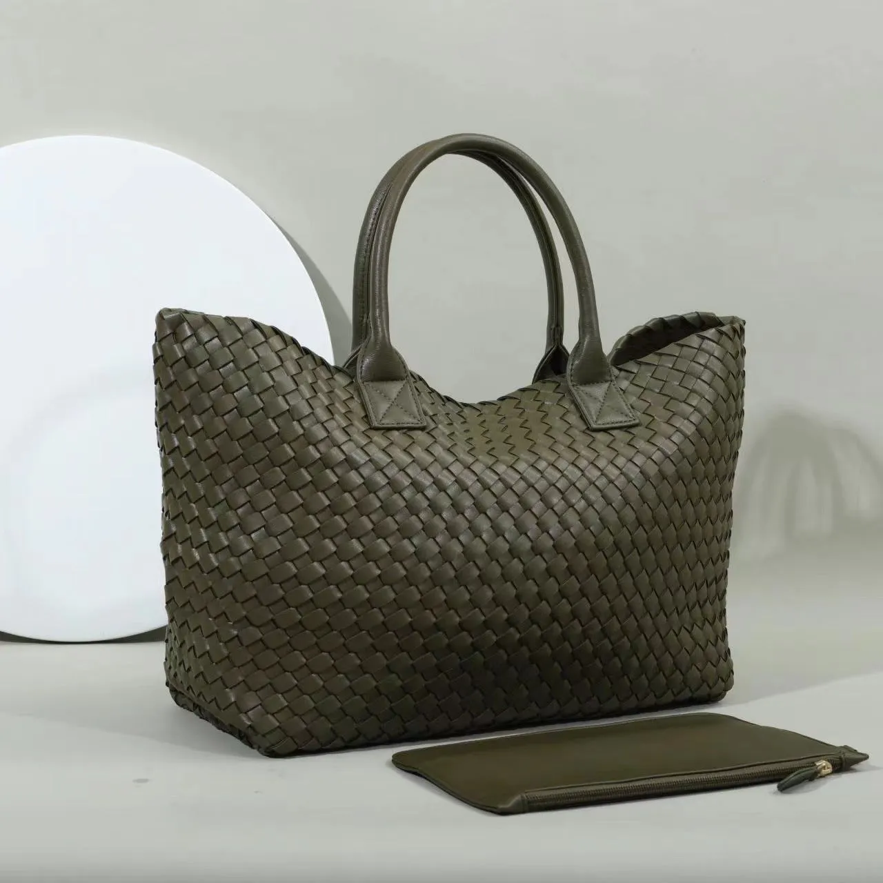 realaiot  Simple Woven Design Tote Bag, Large Capacity Shoulder Bag, Versatile Handbag For Travel, Commuter, Shopping