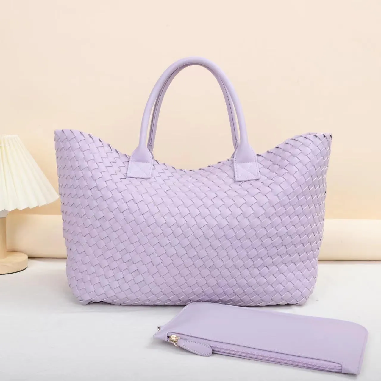 realaiot  Simple Woven Design Tote Bag, Large Capacity Shoulder Bag, Versatile Handbag For Travel, Commuter, Shopping
