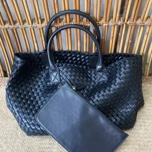 realaiot  Simple Woven Design Tote Bag, Large Capacity Shoulder Bag, Versatile Handbag For Travel, Commuter, Shopping