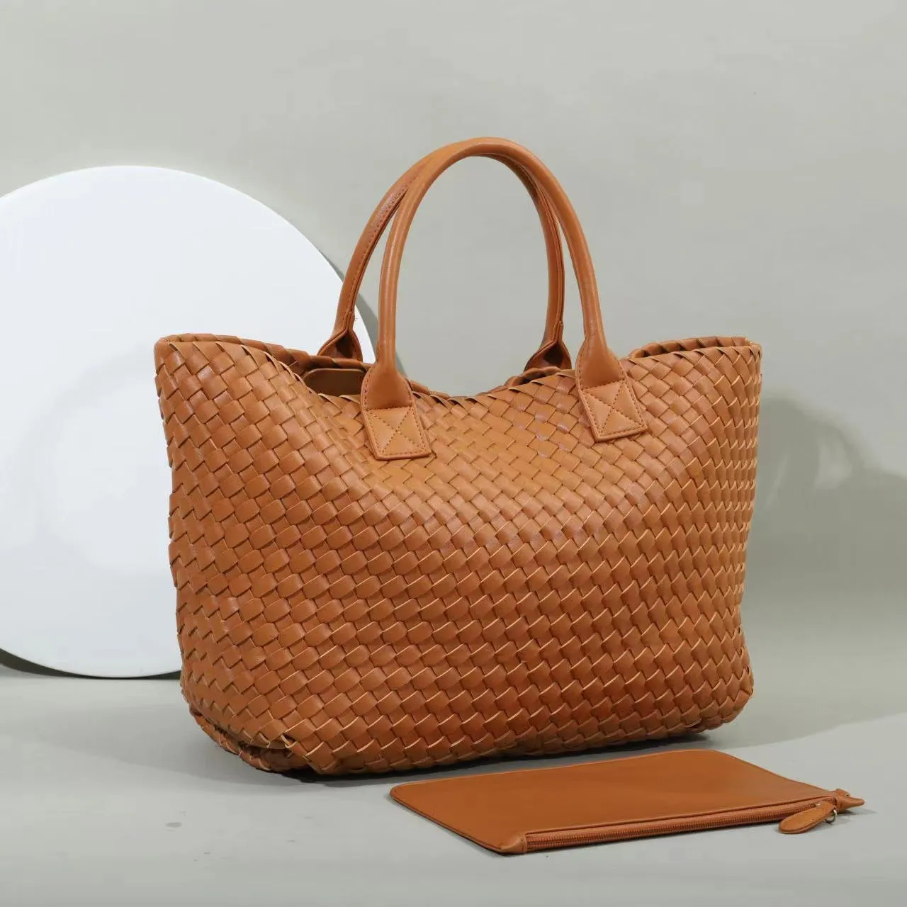 realaiot  Simple Woven Design Tote Bag, Large Capacity Shoulder Bag, Versatile Handbag For Travel, Commuter, Shopping