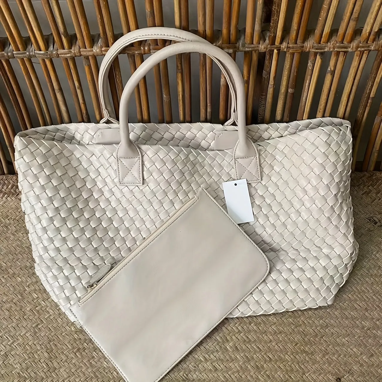 realaiot  Simple Woven Design Tote Bag, Large Capacity Shoulder Bag, Versatile Handbag For Travel, Commuter, Shopping