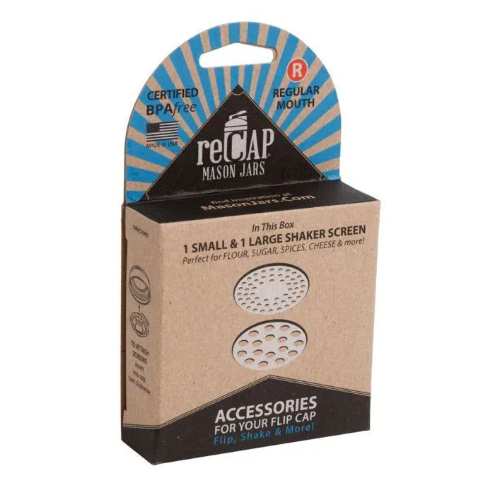 ReCAP Mason Jar Shaker Inserts - Silver (Flip Cap Add On)