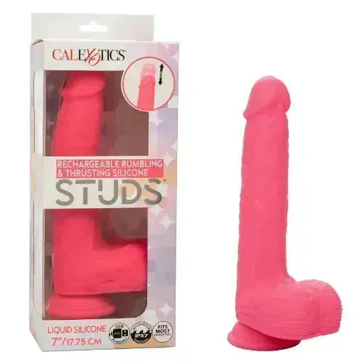 Rechargeable Rumbling & Thrusting Silicone Studs® pink 7"/17.75cm
