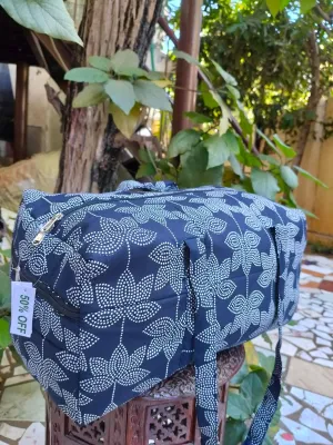 Rectangle Travel Bag Black With White Floral Print