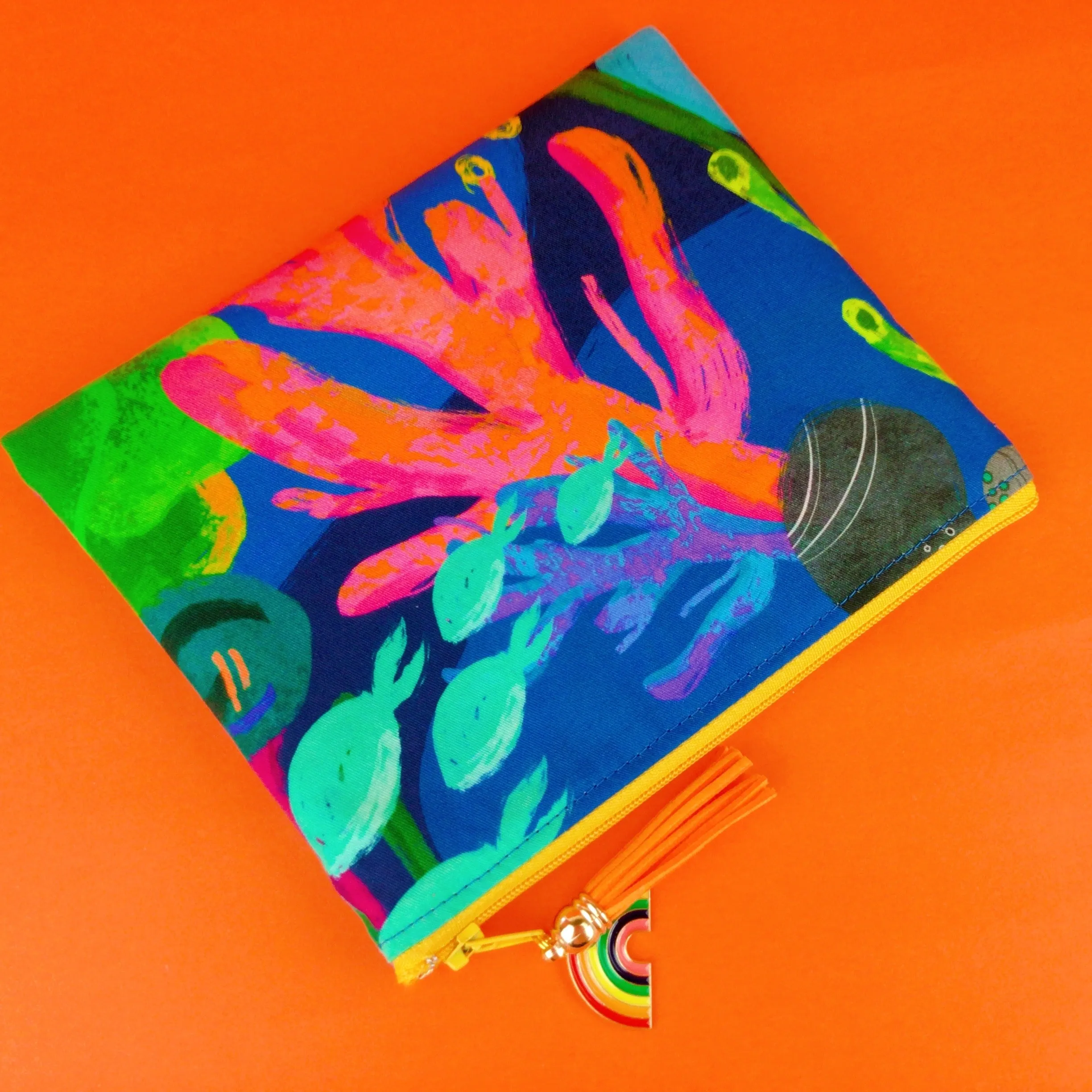 Reef Rainbow Clutch, Small makeup bag. Kasey Rainbow Design.
