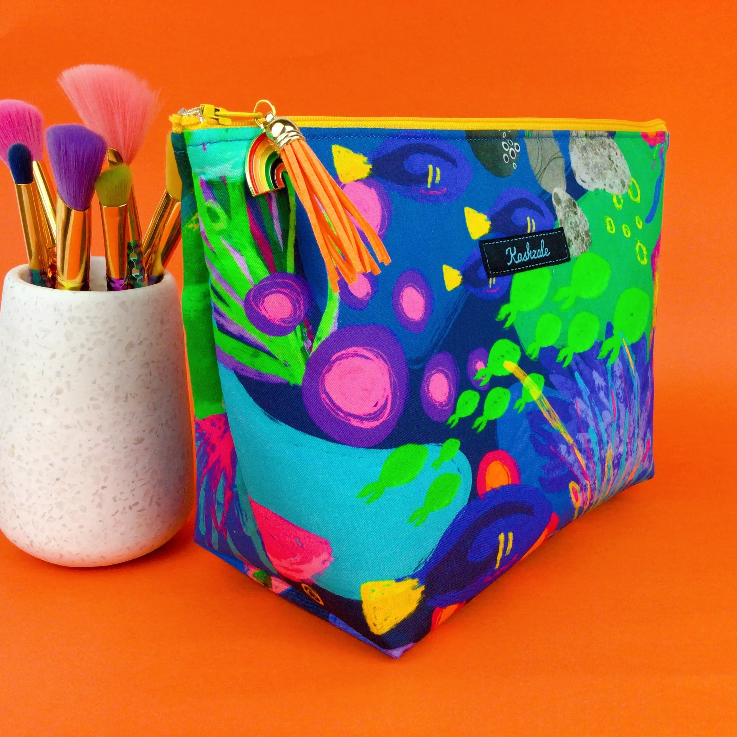 Reef Rainbow Large Makeup Bag. Kasey Rainbow Design.