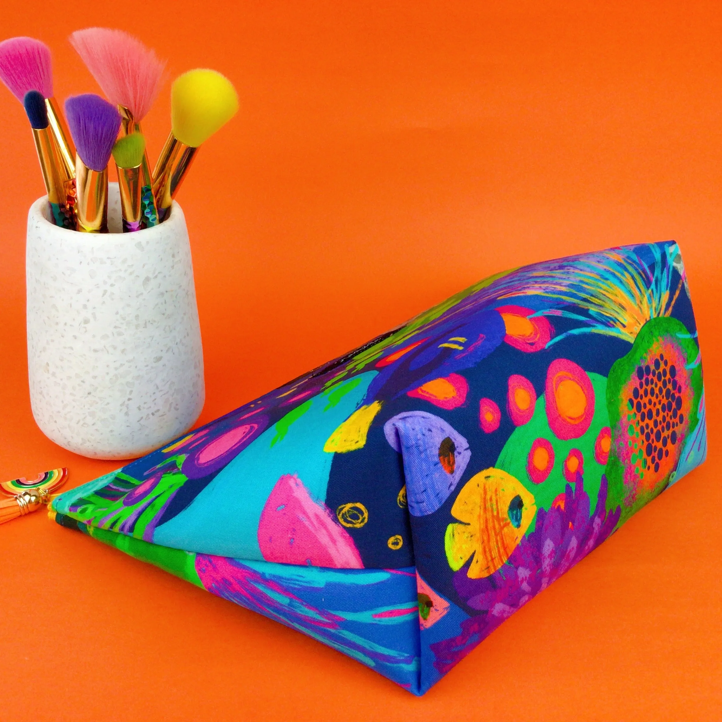 Reef Rainbow Large Makeup Bag. Kasey Rainbow Design.