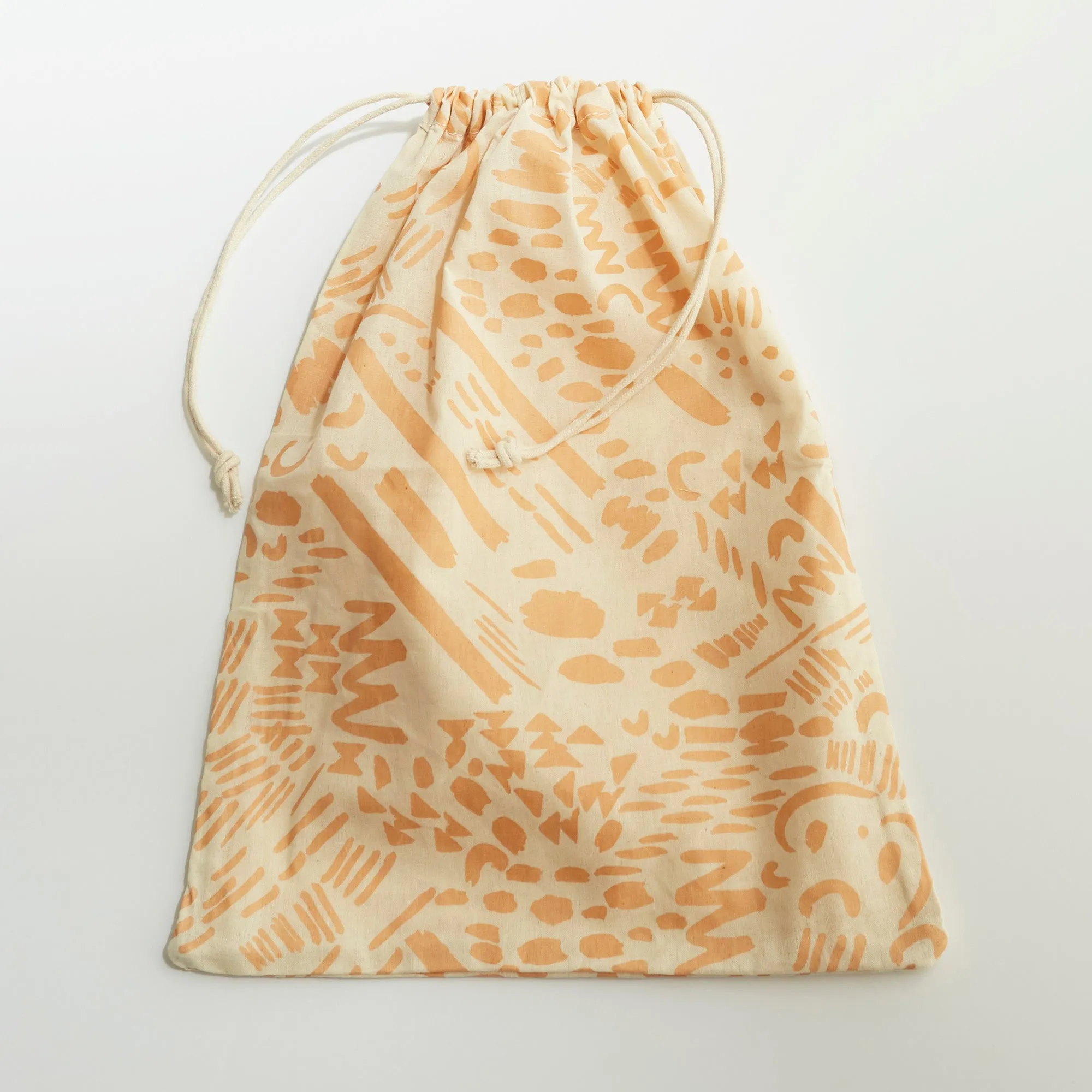 Reusable Cinch Bag - Dashes & Moons - Dusty Pink