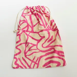 Reusable Cinch Bag - River - Fuchsia
