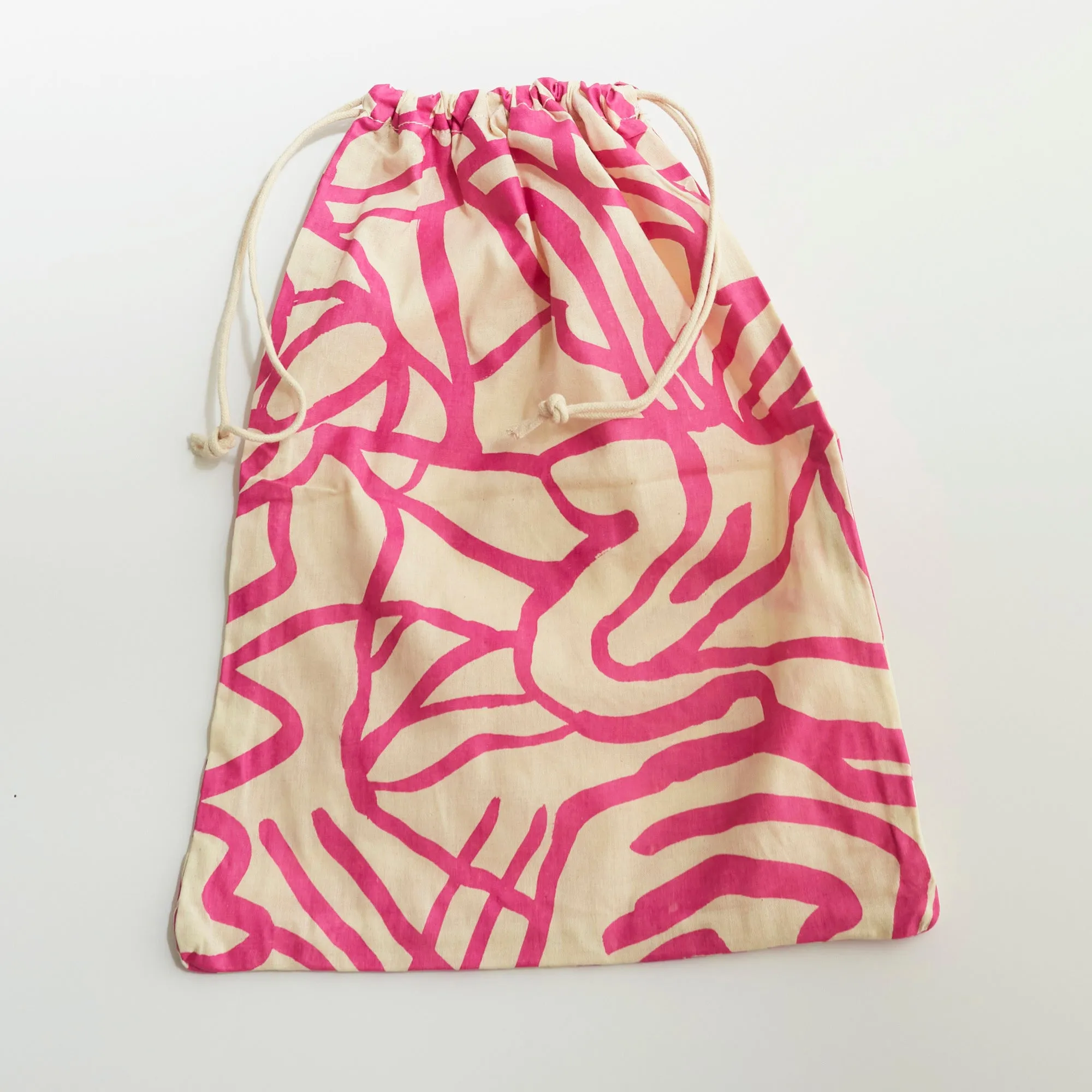 Reusable Cinch Bag - River - Fuchsia