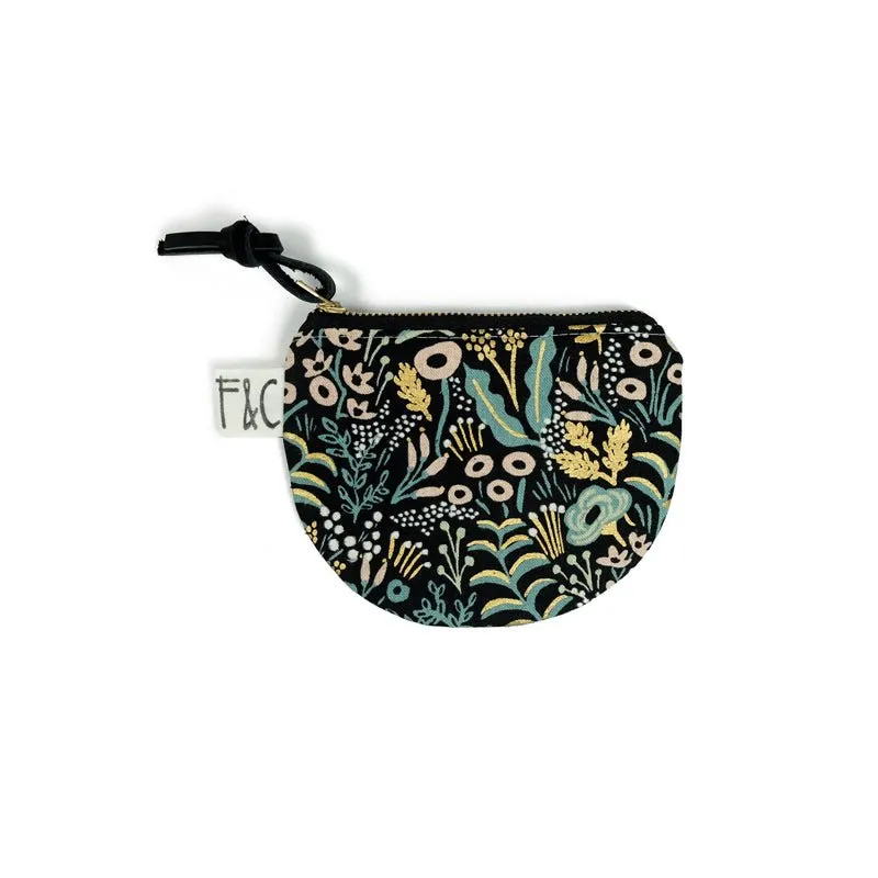 Richmond Half Moon Pouch in Midnight Metallic Garden Linen Canvas