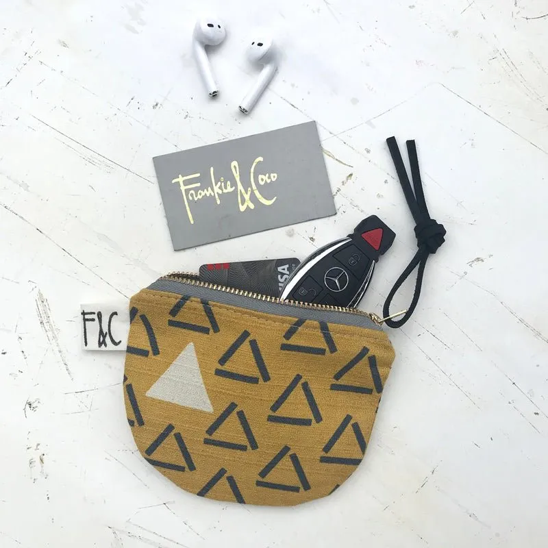 Richmond Half Moon Pouch in Ochre Triangles