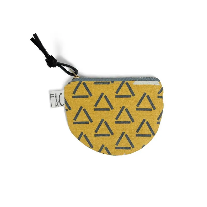 Richmond Half Moon Pouch in Ochre Triangles
