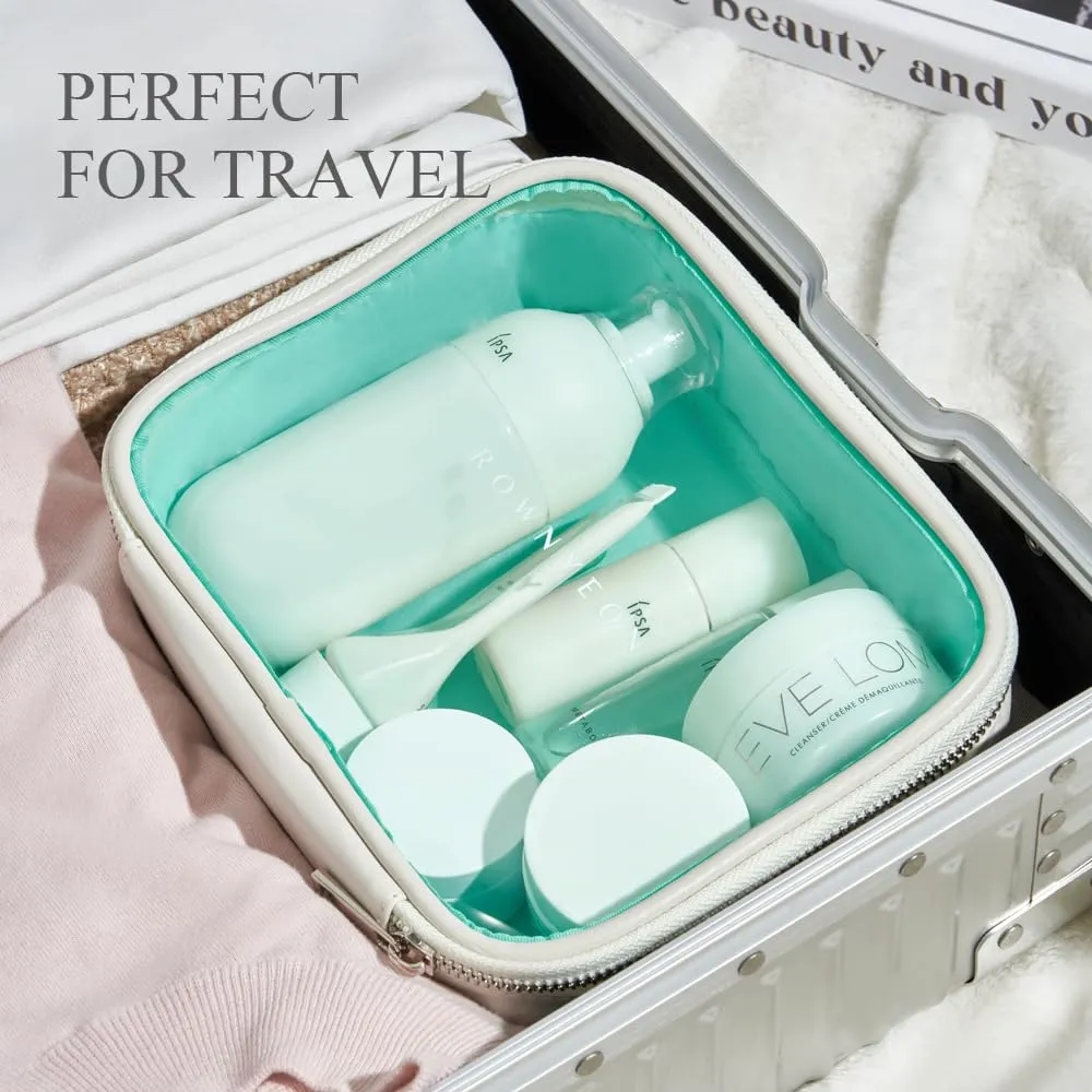 Rownyeon Clear Makeup Bag, Travel Toiletry Bag Makeup Organizer Bag Small Cosmetic Bags(White)