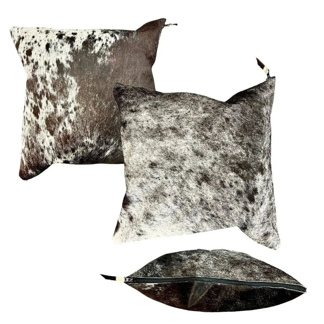 Salt and Pepper Cowhide Pillow