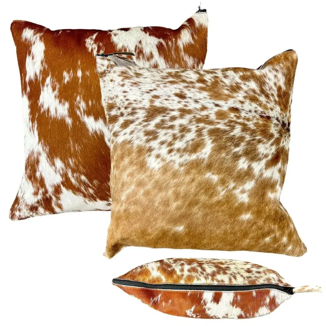 Salt and Pepper Cowhide Pillow