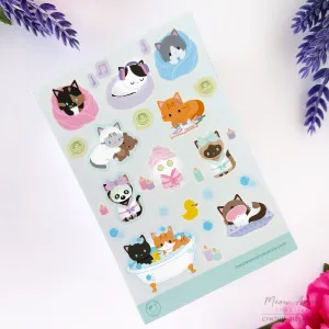 Self Care Cats Vinyl Sticker Sheet