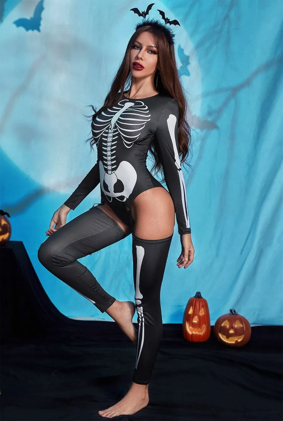 Sexy Skeleton Halloween Bodysuit Costume